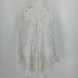 vintage Express White Lace Long Sleeve Blouse Top Size Medium